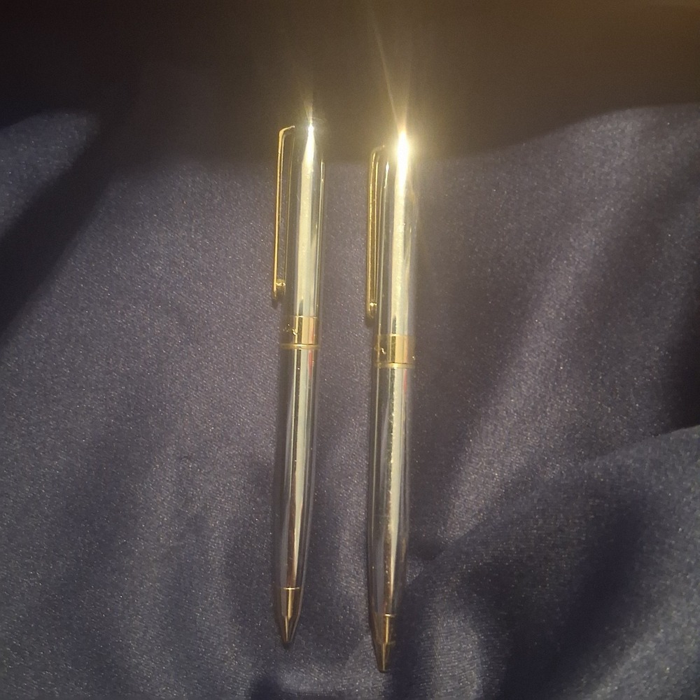 Vintage Pierre Cardin Silver & 18k Gold Plated Ballpoint Pen and Pencil Set
